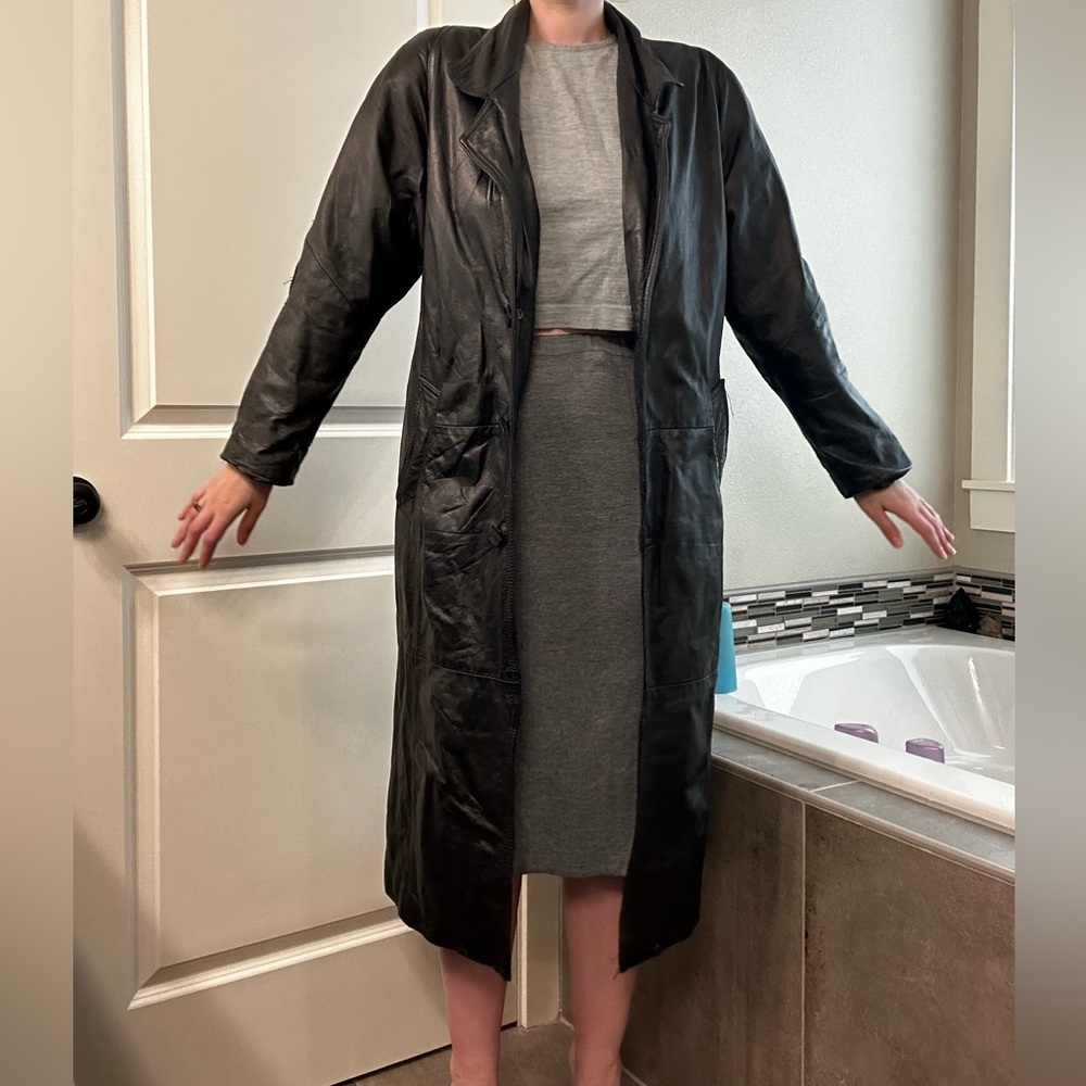 Vintage leather trench coat